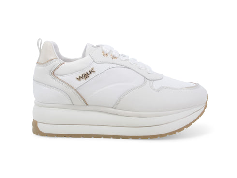 Melluso Scarpe Casual Chic Estive Zeppa Tomaia Pelle Tessuto Bianco K60037-234122